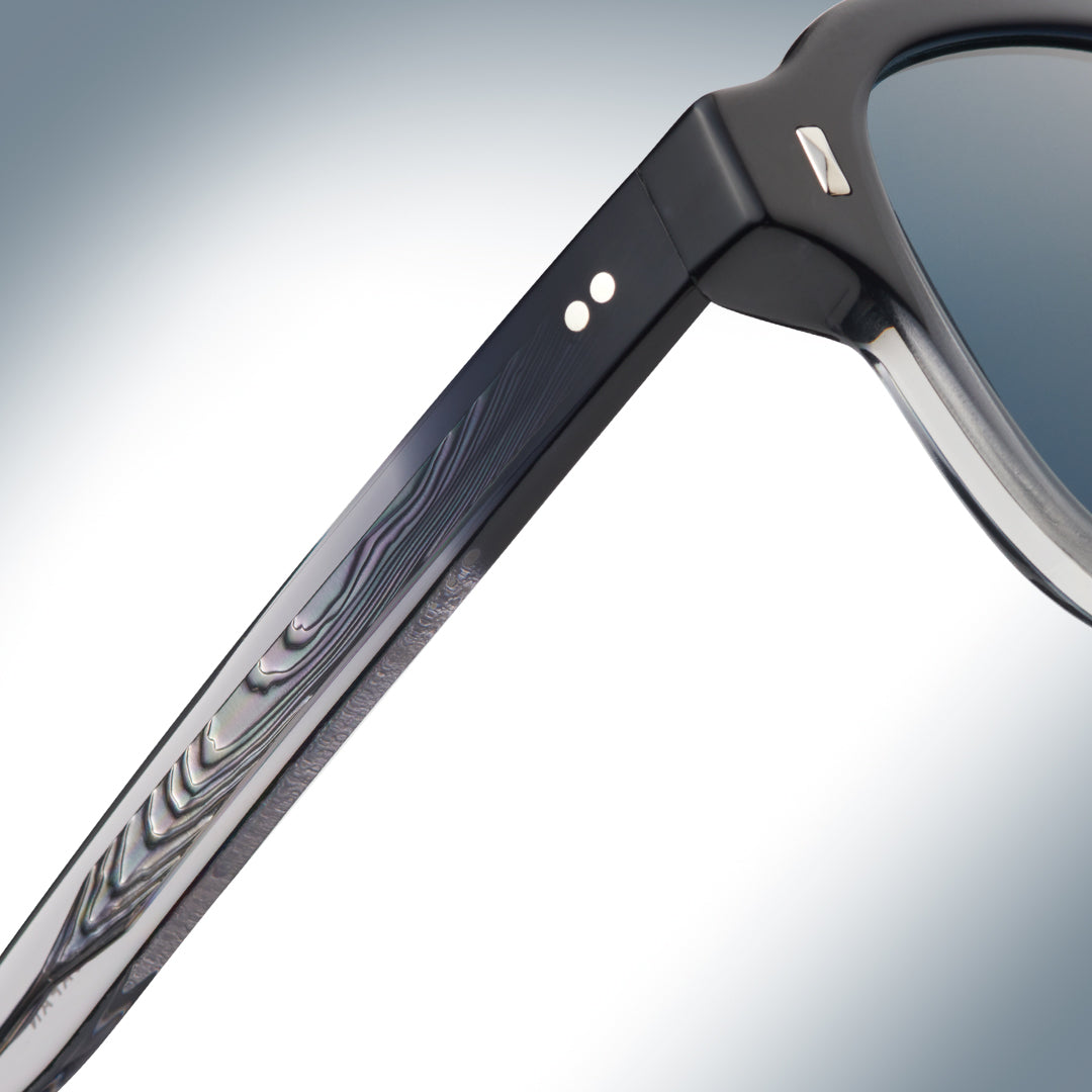 close up of frame of glasses with details from construction